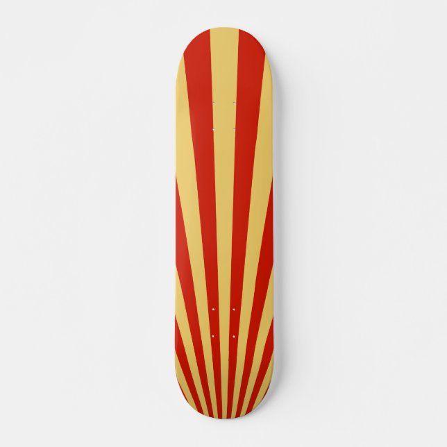 Retro Flame Sun Rays Background Skateboard (Front)
