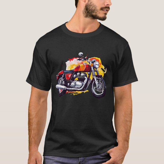 Retro Flaming Motorcycle T-Shirt (Front)