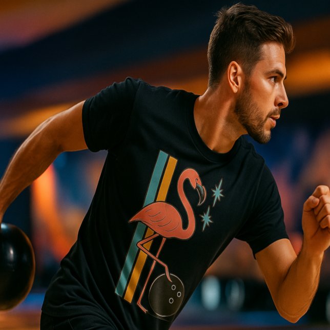 Retro Flamingo Bowling Midcentury Art T-Shirt (Creator Uploaded)
