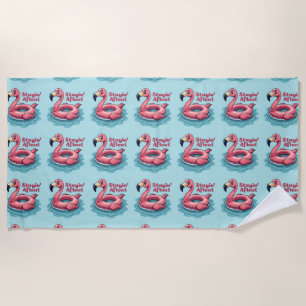 Retro Flamingo Float Funny Summer Beach Towel