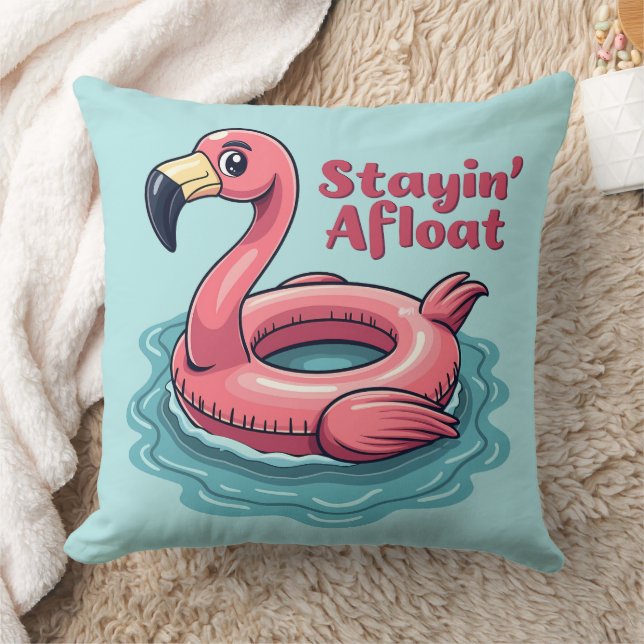 Retro Flamingo Float Funny Summer Cushion (Blanket)