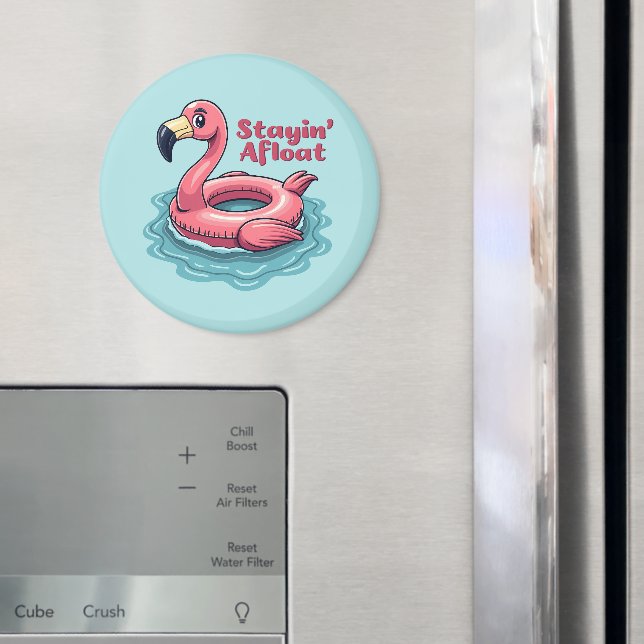 Retro Flamingo Float Funny Summer Magnet (In Situ (Fridge))