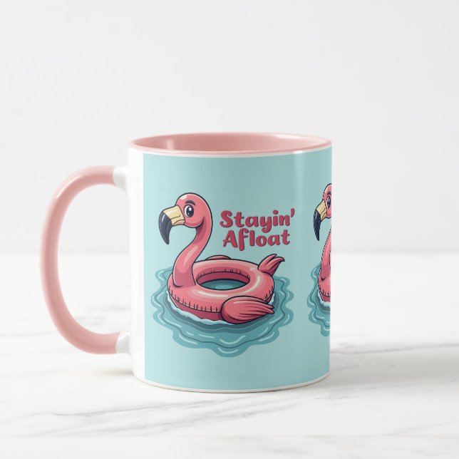 Retro Flamingo Float Funny Summer Mug (Left)