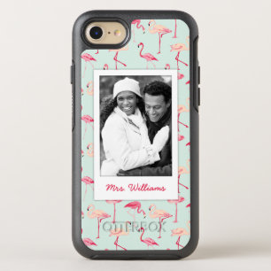 Retro Flamingo Pattern   Add Your Photo & Name OtterBox Symmetry iPhone 8/7 Case