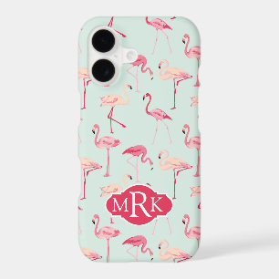 Retro Flamingo Pattern Monogram