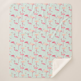 Retro Flamingo Pattern Sherpa Blanket