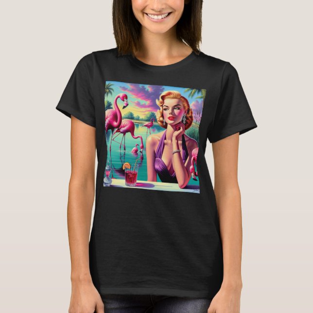 Retro Flamingo Pin-Up T-Shirt (Front)