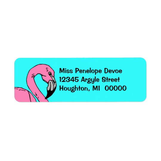 Retro Flamingo Pink Turquoise Return Address Label