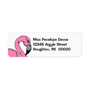 Retro Flamingo Pink White Return Address Label