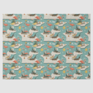Retro Flamingo Poolside Summer Pattern (11) Tissue Paper