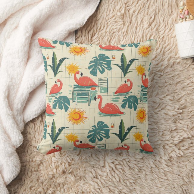 Retro Flamingo Poolside Summer Pattern (12) Cushion (Blanket)