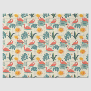 Retro Flamingo Poolside Summer Pattern (12) Tissue Paper