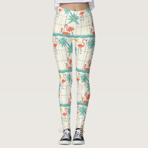 Retro Flamingo Poolside Summer Pattern (2) Leggings