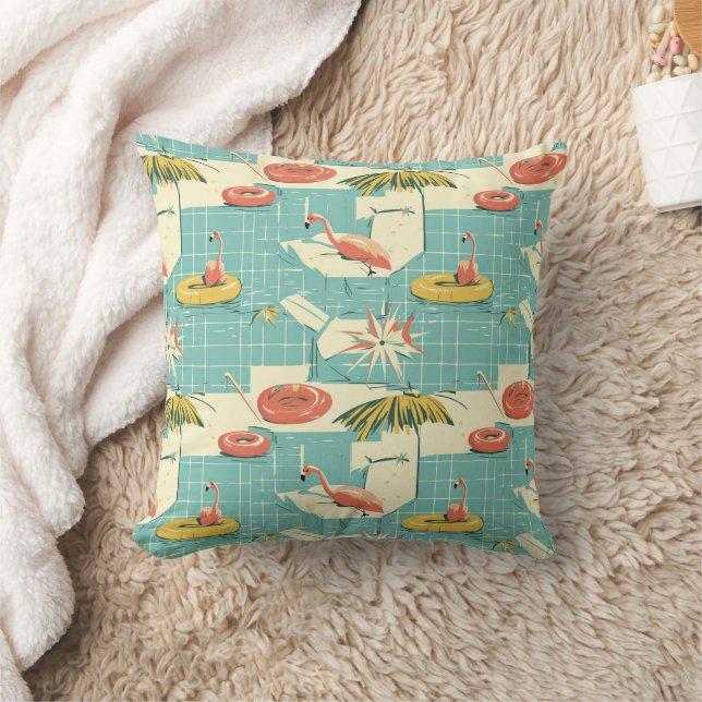 Retro Flamingo Poolside Summer Pattern (6) Cushion (Blanket)