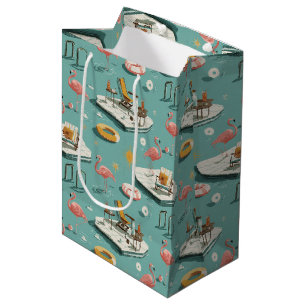 Retro Flamingo Poolside Summer Pattern (8) Medium Gift Bag