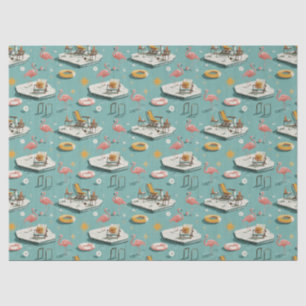 Retro Flamingo Poolside Summer Pattern (8) Tissue Paper
