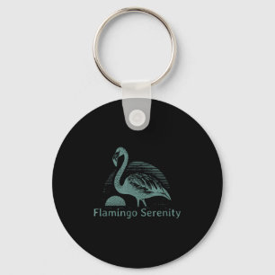 Retro Flamingo Sunset Funny 70s 80s 90s Men Women Key Ring
