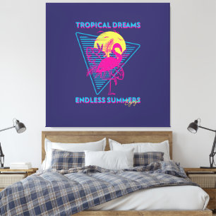 Retro Flamingo Sunset Synthwave Vibes Canvas Print