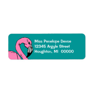 Retro Flamingo Teal Blue Return Address Labels