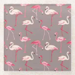 Retro Flamingos 2 Glass Coaster