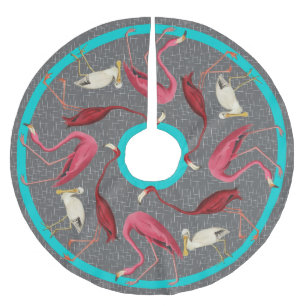 Retro Flamingos Brushed Polyester Tree Skirt