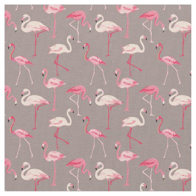 Retro Flamingos Fabric (Close Up)