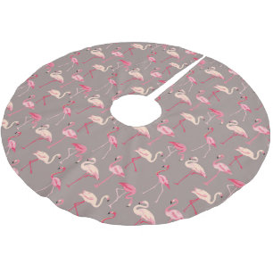 Retro Flamingos Monogram 2 Brushed Polyester Tree Skirt
