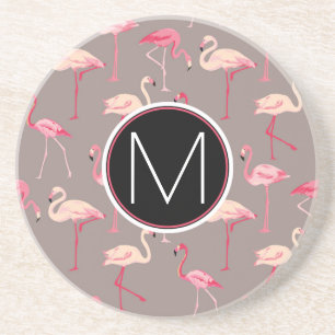 Retro Flamingos   Monogram Coaster