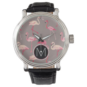 Retro Flamingos   Monogram Watch