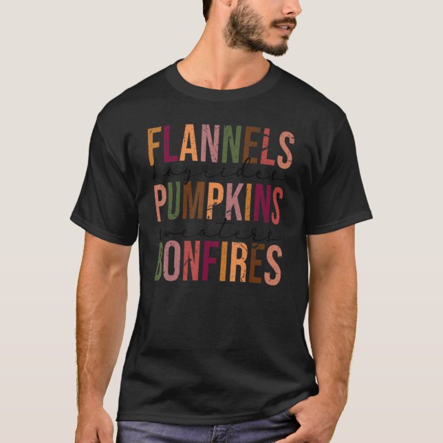 Retro Flannels Hayrides Pumpkins Sweaters Bonfires (Front)