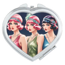 Retro Flapper Girl Compact Mirror