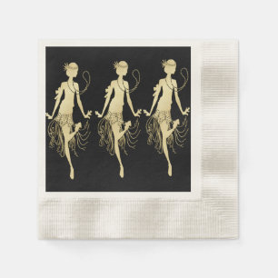 Retro Flappers Black Background Napkin