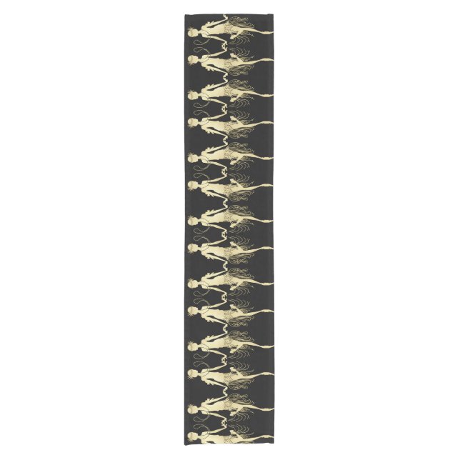 Retro Flappers Black Background Short Table Runner (Front)