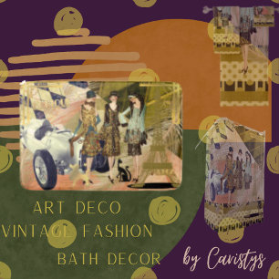 Retro Flappers in Paris  Bath Mat