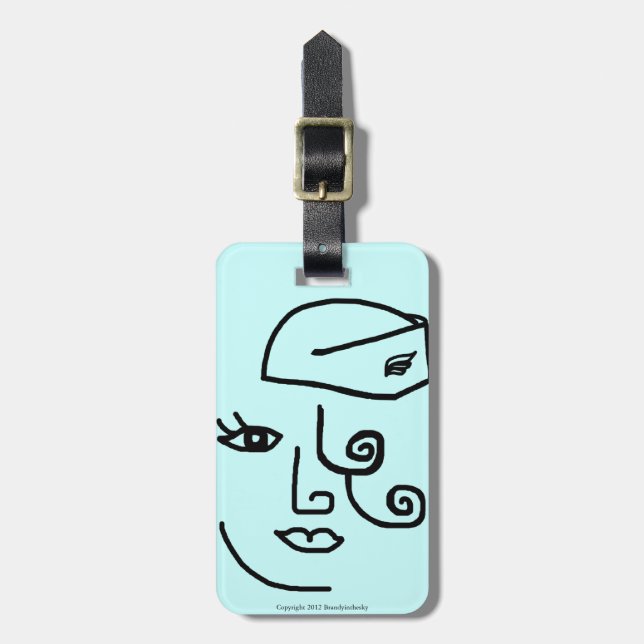 Retro Flight Attendant Personalised Luggage Tag #4 (Front Vertical)