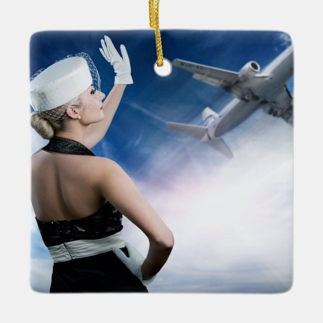 Retro Flight Attendant - SRF Ceramic Tree Decoration (Front)
