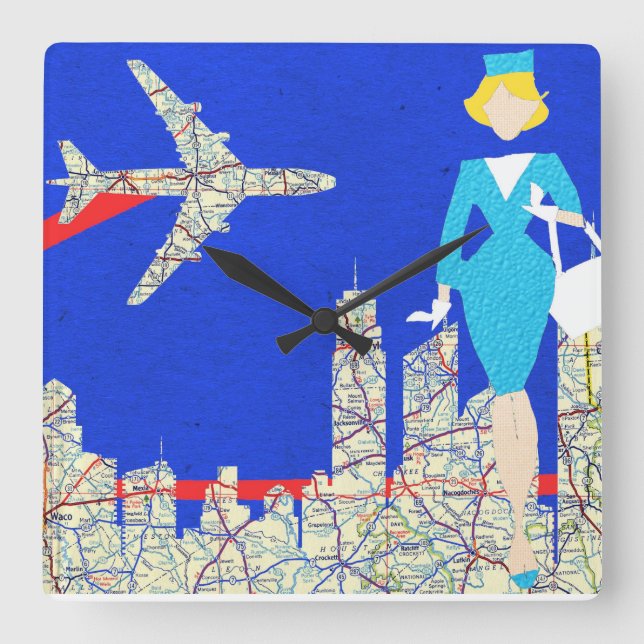 Retro Flight Attendant Wall Clock (Front)