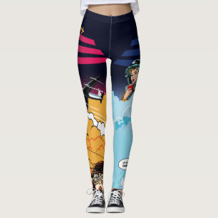 Retro Flight Comic Pop Art Leggings