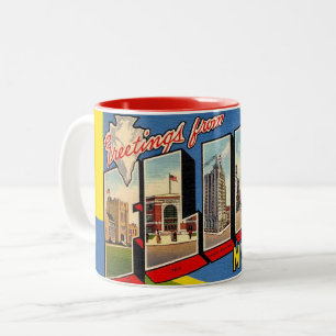 Retro Flint Michigan Greeting Two-Tone Coffee Mug