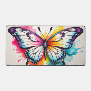 Retro Floating Butterfly Doodle Art Desk Mat