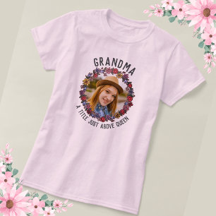 Retro Floral 1 Photo Grandma Quote T-Shirt