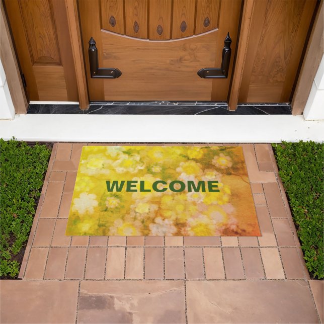 Retro Floral Abstract Salty Watercolor Painting  Doormat (Outdoor)