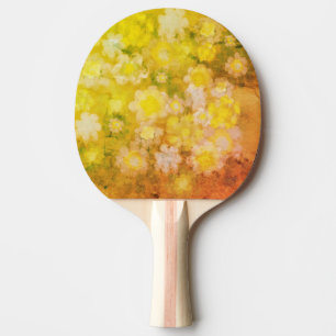 Retro Floral Abstract Salty Watercolor Painting Ping Pong Paddle