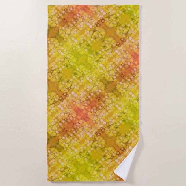Retro Floral Abstract Salty Watercolor Pattern  Beach Towel (Front)
