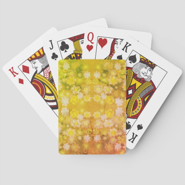 Retro Floral Abstract Salty Watercolor Pattern Playing Cards (Back)
