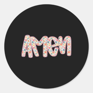 Retro Floral Amen Happy Christian Easter Bible Ver Classic Round Sticker