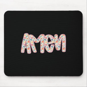 Retro Floral Amen Happy Christian Easter Bible Ver Mouse Mat