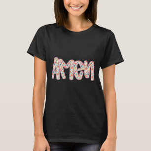 Retro Floral Amen Happy Christian Easter Bible Ver T-Shirt