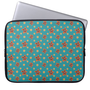 Retro Floral and Polkas on Teal Laptop Sleeve