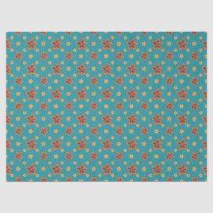 Retro Floral and Polkas on Teal Tissue Paper